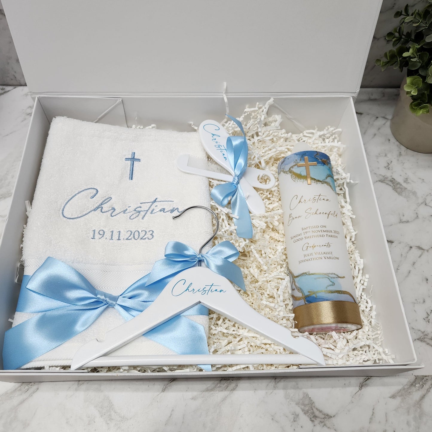 "Blue Marble" Essentials Baptism Hamper Box