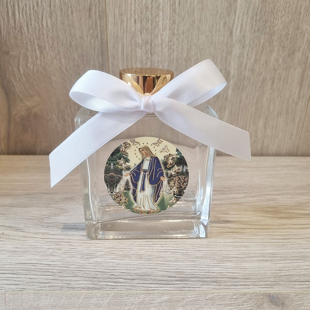 Holy Water Glass Bottle with Gold Foiled Religious Images