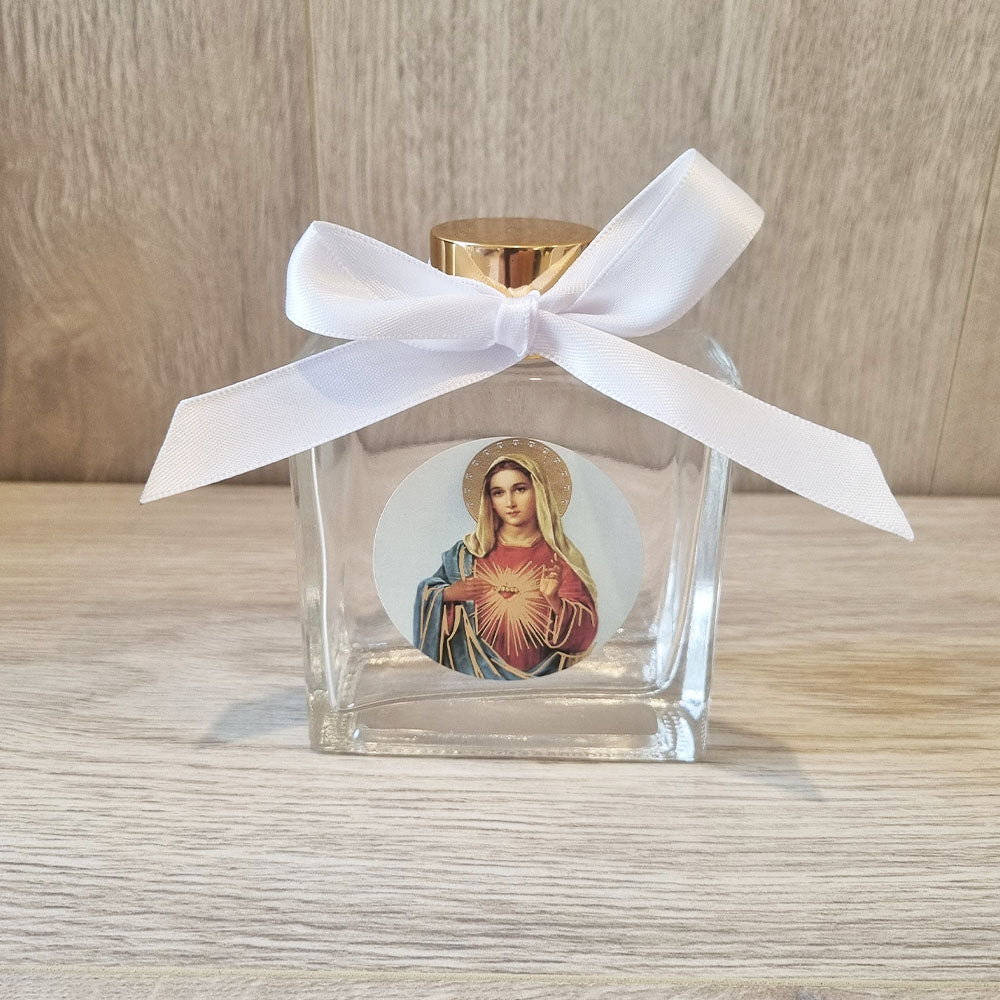 Holy Water Glass Bottle with Gold Foiled Religious Images