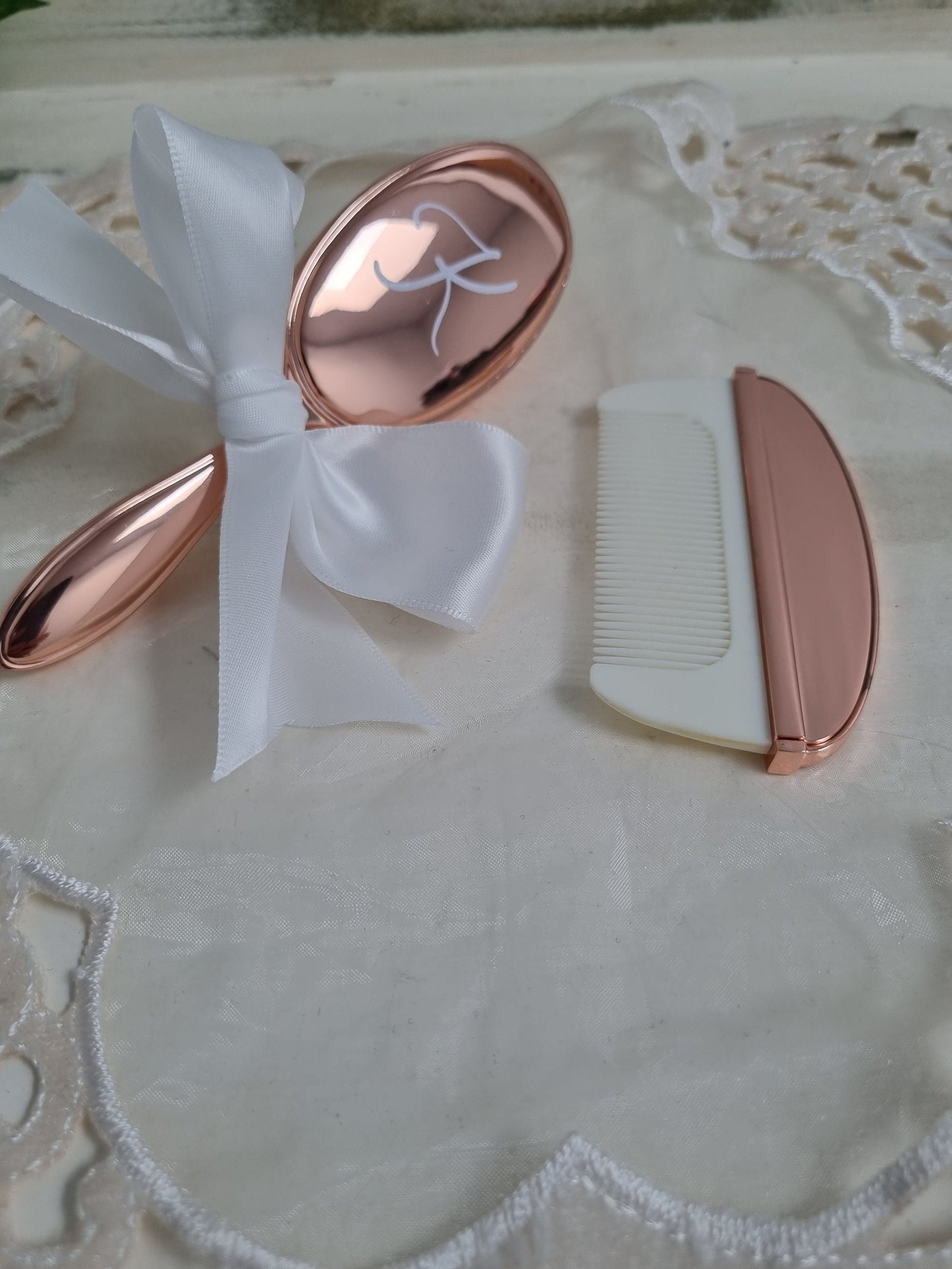 Rose Gold Plated Baby Brush and Comb Set - Personalised