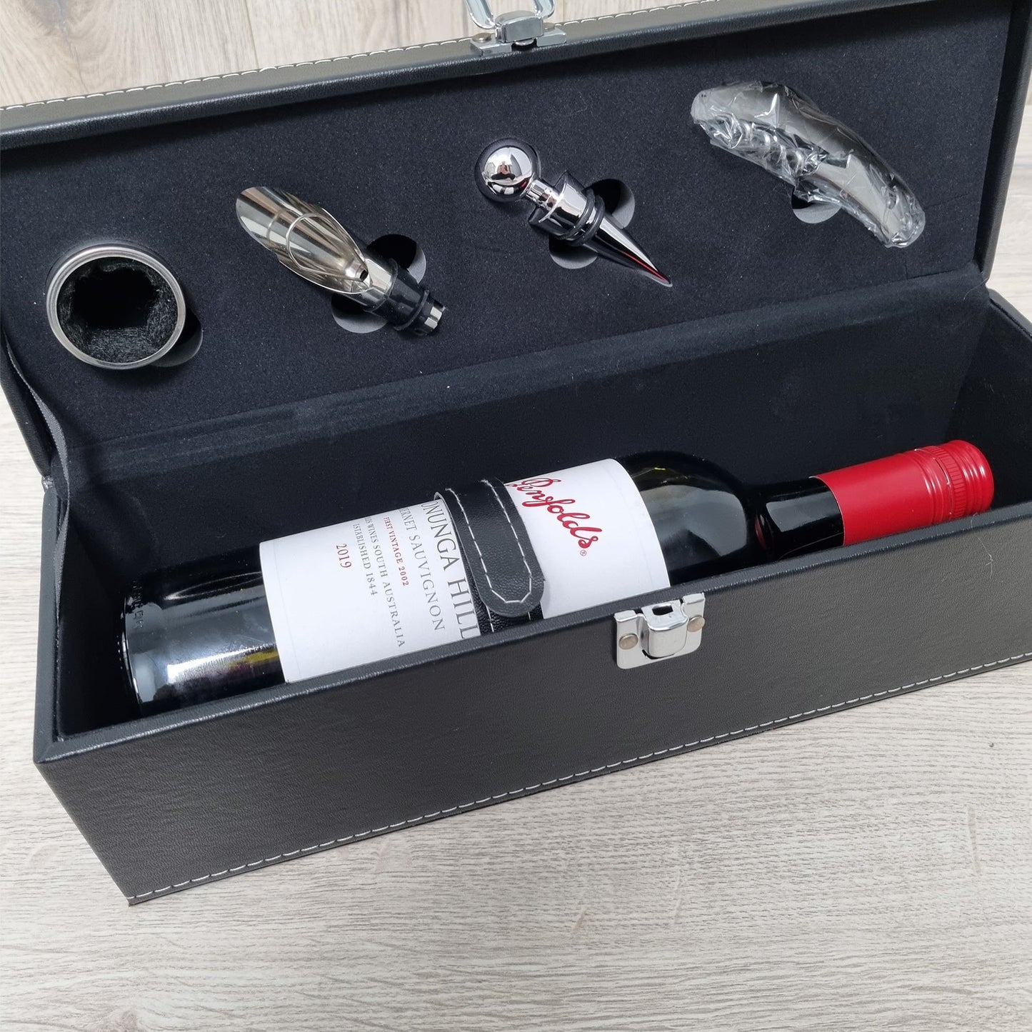 Personalised Premium Black Wine Box with Accessories