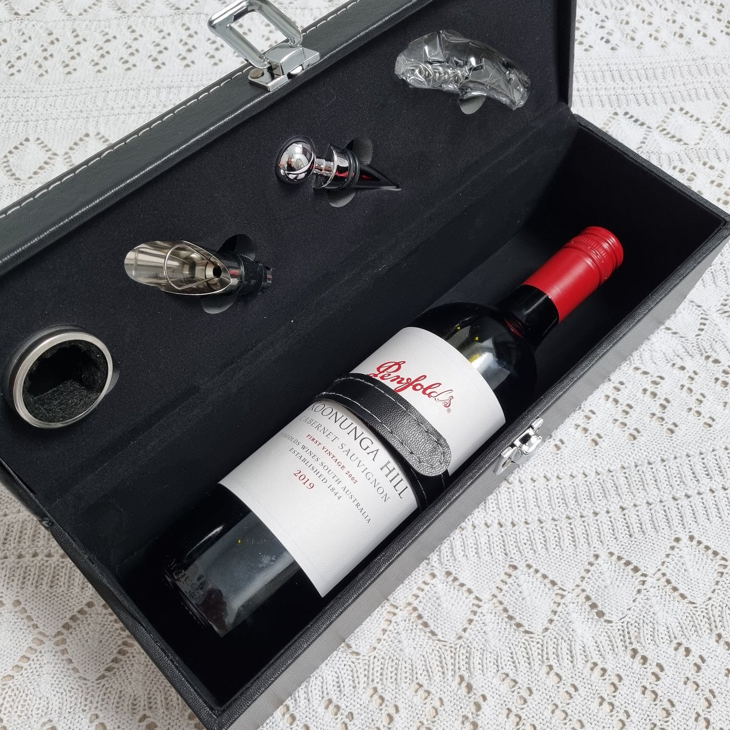 Personalised Premium Black Wine Box with Accessories