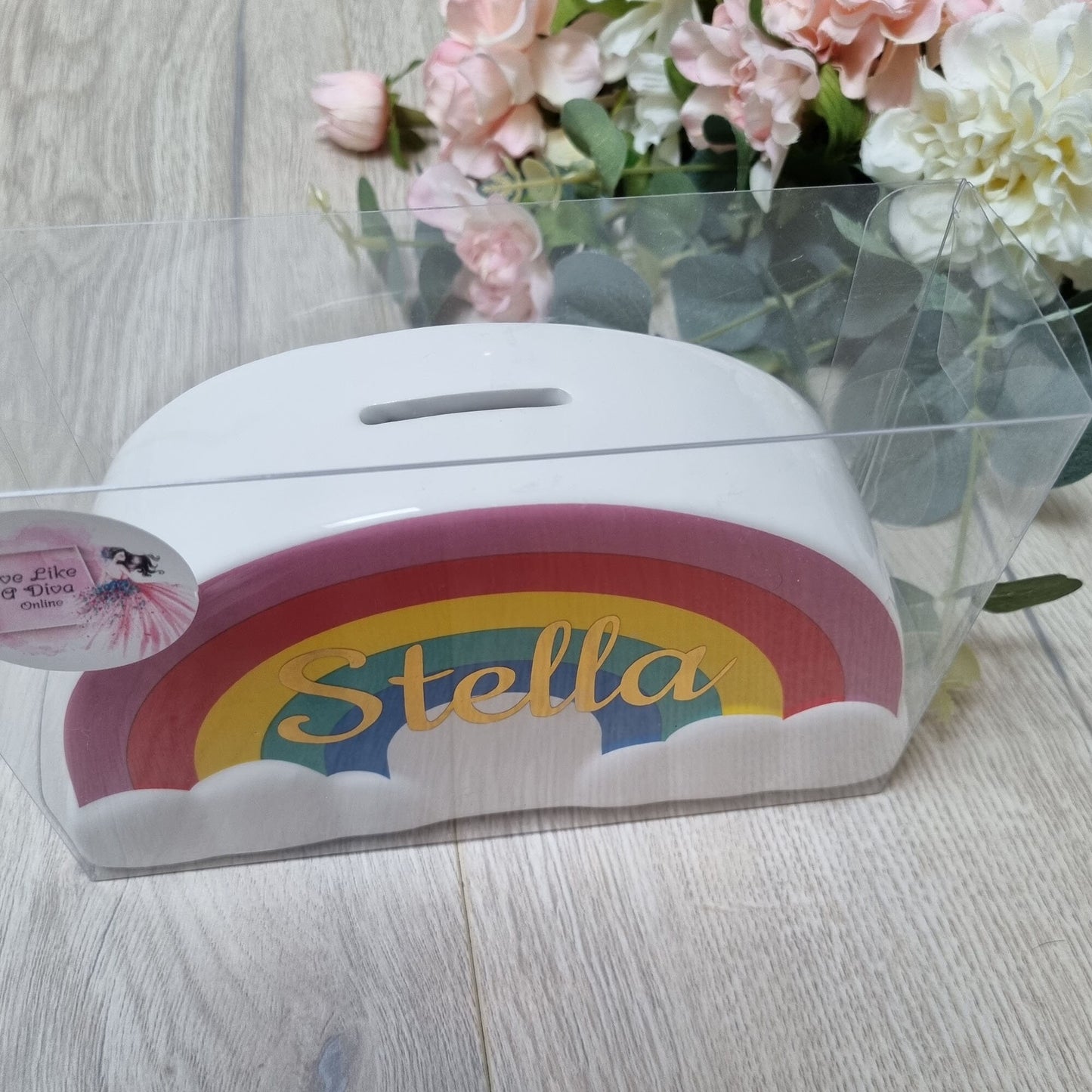 Personalised Ceramic Rainbow Money Box