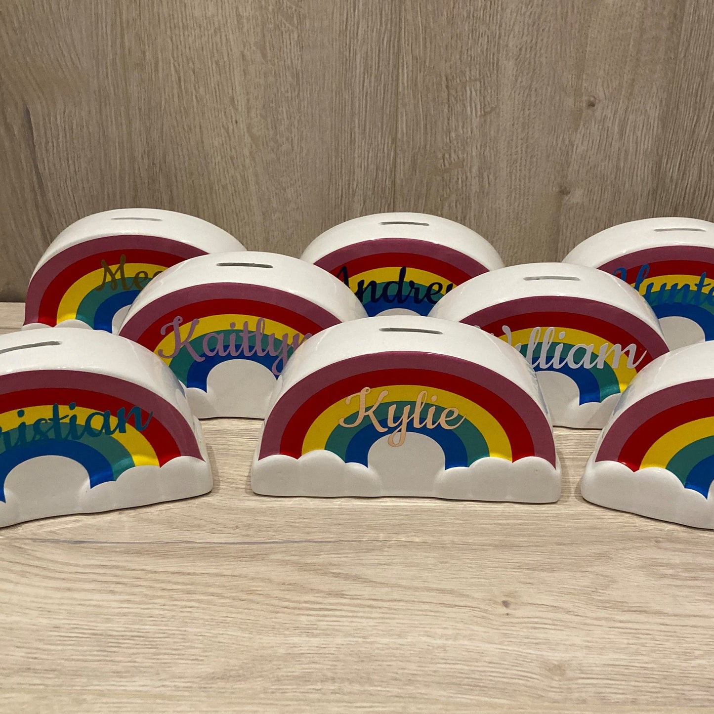 Personalised Ceramic Rainbow Money Box